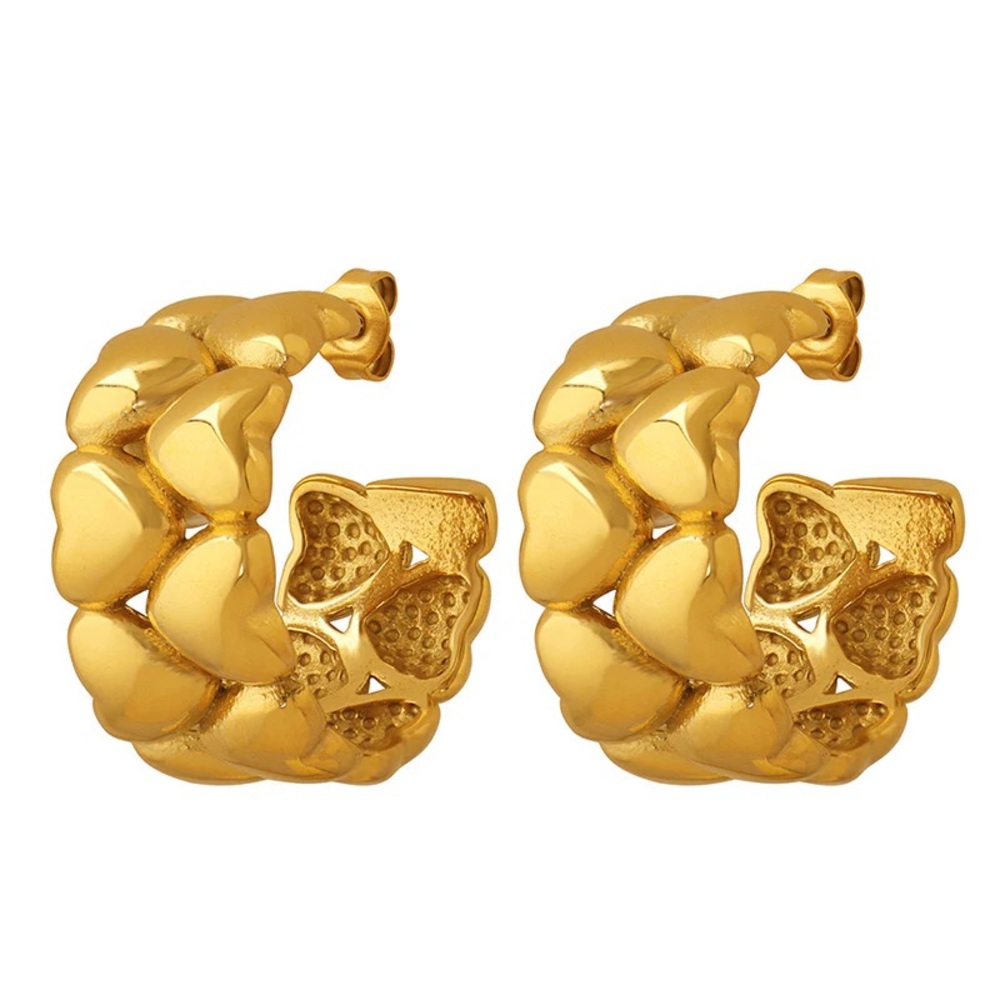 18K Gold Plated Love Heart Hoop Earrings*Everyday Hoops*ML - Picture 6 of 6